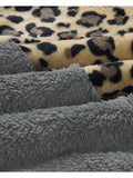 Womens Leopard Oversized Warm Fuzzy Hoodies Pullover Hooded Sweatshirt Outwear