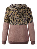 Womens Leopard Oversized Warm Fuzzy Hoodies Pullover Hooded Sweatshirt Outwear