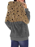Womens Leopard Oversized Warm Fuzzy Hoodies Pullover Hooded Sweatshirt Outwear