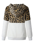 Womens Leopard Oversized Warm Fuzzy Hoodies Pullover Hooded Sweatshirt Outwear