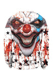 Bloody Clown Print Pullover Sweatshirt For Halloween Light Grey