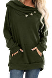 Casual Loose Long Sleeve Pocket Hood Sweater Olive