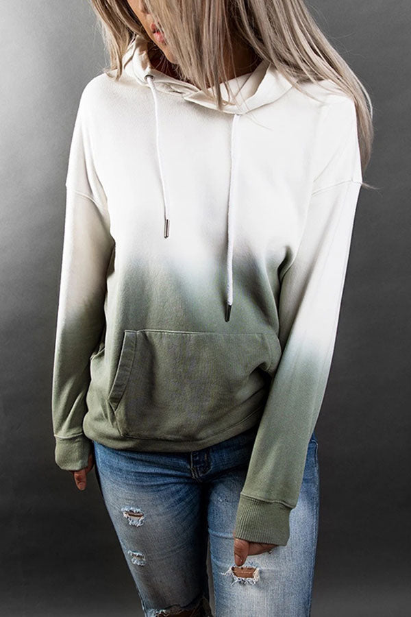 Loose Ombre Oversized Hoodie With Kangaroo Pocket Blue