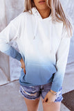 Long Sleeve Drop Shoulder Ombre Oversized Hoodie Blue