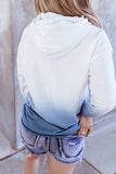 Long Sleeve Drop Shoulder Ombre Oversized Hoodie Blue