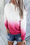 Casual Long Sleeve Ombre Hoodie Rose Red