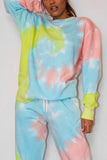 Women's Long Sleeve Tie Dye Pullover Sweatshirt Blue