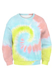 Women's Long Sleeve Tie Dye Pullover Sweatshirt Blue