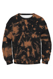Crew Neck Sweatshirt With Tie Dye Print Brown