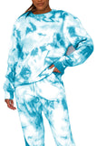 Casual Tie Dye Pullover Sweatshirt Turquoise