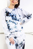 Casual Tie Dye Oversized Sweatshirt White
