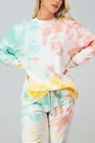 Casual Crew Neck Tie Dye Oversized Sweatshirt Yellow