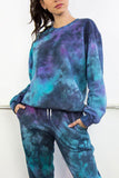 Long Sleeve Tie Dye Oversized Sweatshirt Navy Blue