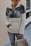 Drop Shoulder Faux Fur Zip Half Fleece Sweatshirt