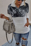 Drop Shoulder Faux Fur Zip Half Fleece Sweatshirt