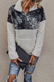 Sweat-shirt demi-polaire zippé en fausse fourrure à épaules tombantes