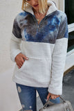 Kangaroo Pocket Zip Half Fleece Sweatshirt Gray