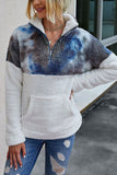 Kangaroo Pocket Zip Half Fleece Sweatshirt Gray