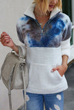 Kangaroo Pocket Zip Half Fleece Sweatshirt Gray