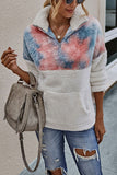Sweat Fleece Tie Dye Block Poche Kangourou Tangerine