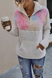 Tie Dye Print Kangaroo Pocket Sweatshirt Pink