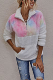 Tie Dye Print Kangaroo Pocket Sweatshirt Pink