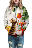 Cute Cat Christmas Tree Print Pullover Hoodie Chestnut