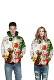 Cute Cat Christmas Tree Print Pullover Hoodie Chestnut