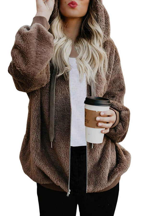 Winter Fleece Pullover Jacket Outwear Brown