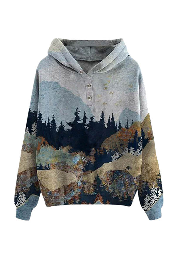 Womens Plus Size Mountain Graphic Hoodie