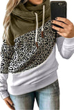 Plus Size Womens Leopard Color Block Hoodie