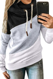Plus Size Casual Long Sleeve Color Block Hoodie
