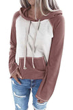 Plus Size Drawstring Colorblock Hoodie