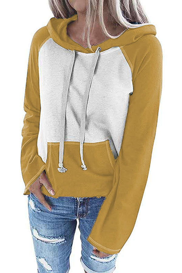 Plus Size Women's Color Block Long Sleeve Pullover Hoodies