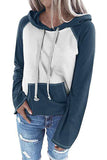 Plus Size Women's Color Block Hooded Sweatshirt With Pocket