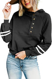 Womens Striped Color Block Hooded Sweatshirt Black