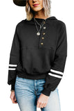 Womens Striped Color Block Hooded Sweatshirt Black