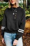 Womens Striped Color Block Hooded Sweatshirt Black
