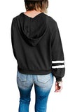 Womens Striped Color Block Hooded Sweatshirt Black