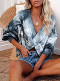 Pull court tie-dye à col en V pour femme