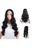 High Density Heat Resistant Synthetic Long Wave Hair Wigs Black