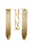 Natural Look Hairpiece Scrunchies Straight Ponytail Wigs Khaki