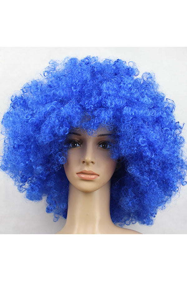 Wild-Curl Up Wig For Halloween Christmas Party Masquerade Sapphire Blue