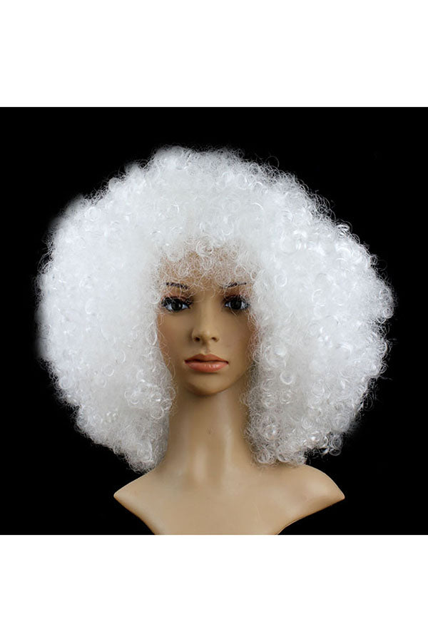 Funny Wild-Curl Up Wig For Halloween Christmas Party Masquerade White