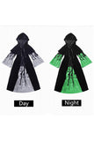 Glow In The Dark Girls Skull Printed Halloween Costume For Kids Black