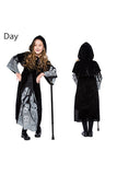 Glow In The Dark Girls Skull Printed Halloween Costume For Kids Black