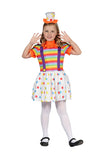Cute Colorful Kids Girls Halloween Cosplay Dot Circus Clown Costume