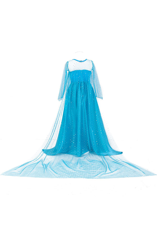 Halloween Sweet Maxi Dress Girl Frozen Elsa Costume Blue