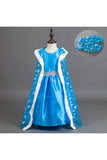 Halloween Sleeveless Dress With Hooded Cape Girl Frozen Elsa Costume