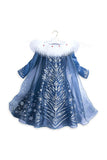 Halloween Long Sleeve Fur Dress Little Girl Frozen Elsa Costume